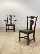 A set of eight (6+2) Edwardian mahogany dining chairs in the Chippendale taste, moulded and scrolled