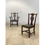 A set of eight (6+2) Edwardian mahogany dining chairs in the Chippendale taste, moulded and scrolled