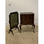 A mid to late 20th century mahogany bow front bedside chest, fitted with three drawers, raised on