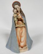 A Hummel pottery figure of a Madonna and Infant Jesus, decorated with polychrome enamels, (h 23cm