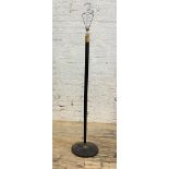 A mid century ebonised and brass mounted standard lamp, H157cm