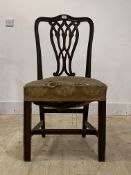 An Edwardian mahogany side chair of Chippendale design, the moulded crest rail over pierced splat,