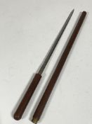 An early to mid 20th century leather covered sward or swagger stick, by Moss Bros & Co, London,