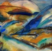 Patricia Francis Semple, (British 1939 - 2021) Highland Landscape, charcoal and watercolour,