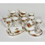 A Royal Albert bone china Old Country Roses, part tea service comprising, five coffee cups, a butter