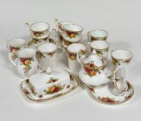 A Royal Albert bone china Old Country Roses, part tea service comprising, five coffee cups, a butter