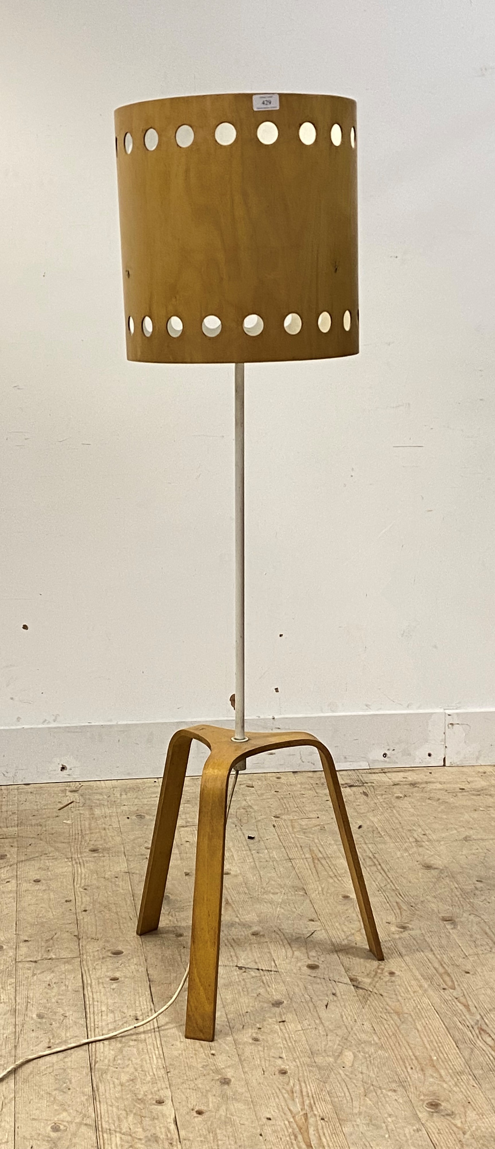 A Vintage standard lamp, circa 1960's, of bentwood construction, H144cm