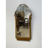 A 1940's oak framed wall hanging mirror, 78cm x 39cm