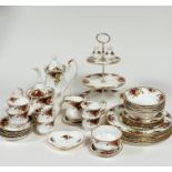 A Royal Albert Old Country Roses, afternoon tea service comprising, a coffee pot, cake stand, six