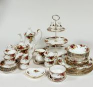 A Royal Albert Old Country Roses, afternoon tea service comprising, a coffee pot, cake stand, six