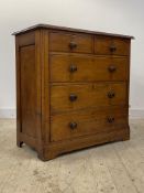 A Victorian mahogany chest of drawers, the moulded top over two short and three long graduated