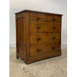 A Victorian mahogany chest of drawers, the moulded top over two short and three long graduated