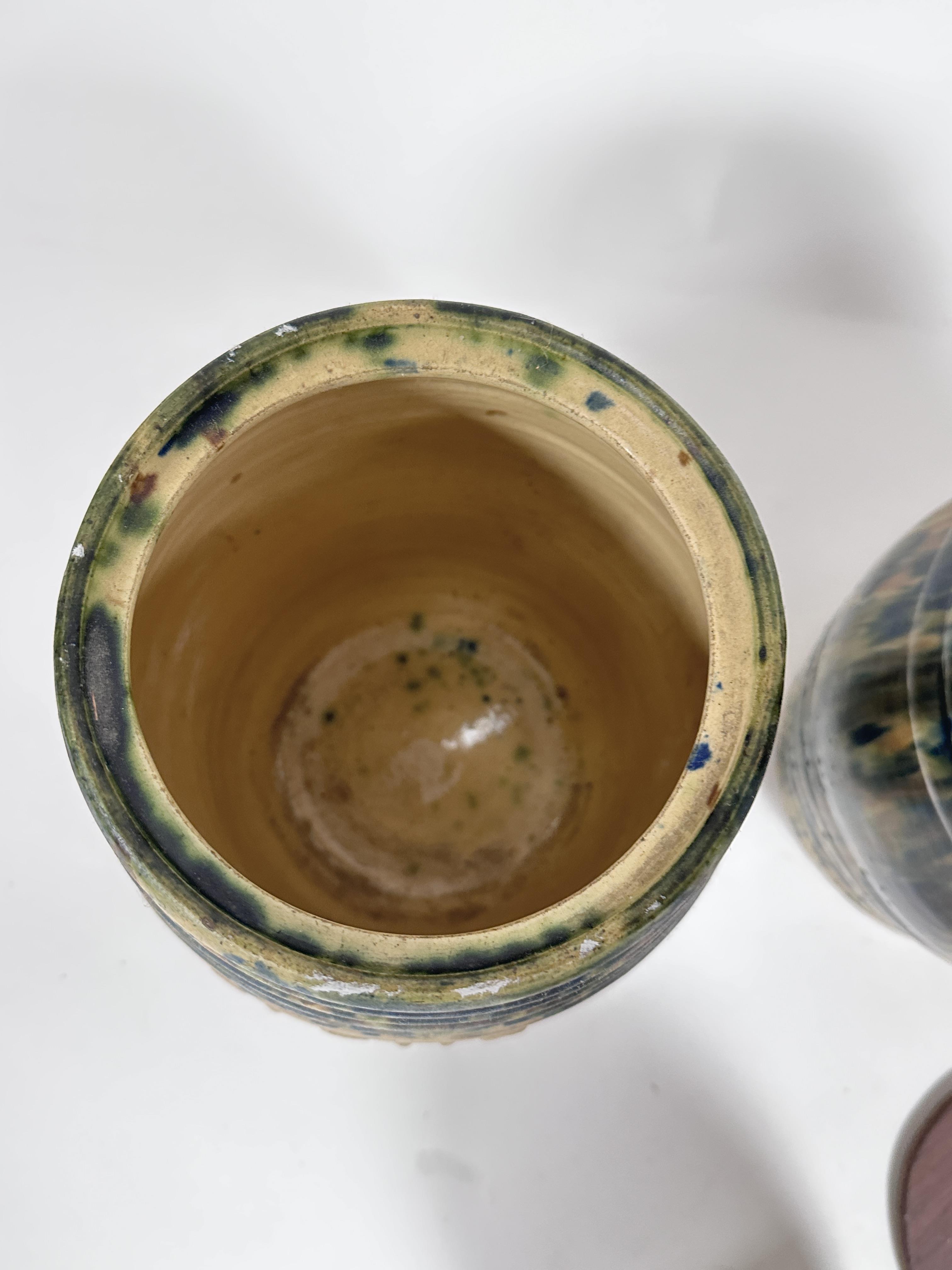 A set of four possibly Methven pottery ribbed barrel storage jars including meal, sugar, flour and - Image 4 of 9