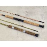 Fishing interest, two fibreglass two section spinning rods (2)