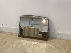A 1940s wall hanging mirror, floral carved oak frame with bevelled glass 70cm x 54cm