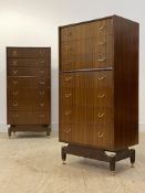 G-Plan, a pair of mid century teak tall chests from the Librenza range, each fitted with seven