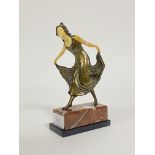 After Ferdinand Preiss, an Art Deco style bronzed spelter and resin statue modelled as a dancer,