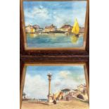 Venice, watercolour, and another by the same hand, oak glazed frames, (21cm x 26cm) inscribed verso