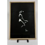 Pop, White Silhouette of Female Figure on black paper, signed and dated, (44.5cm x 29cm)