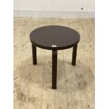 A Vintage lamp table in the style of Alver Aalto, the circular top over three bentwood supports,