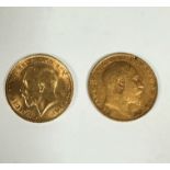 A George V gold half Sovereign 1914 and an Edward VII gold half Sovereign, 1907