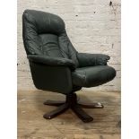 A Vintage green leather upholstered reclining easy chair H102cm