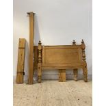 A 19th century and later pine 4' bed frame H118cm, W132cm