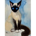 Terry Barron Kirkwood, Siamese Cat, watercolour, signed with initials bottom left, silver glazed