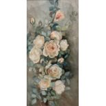 Unknown Artist, Study of White Roses, watercolour, glazed gilded mounted frame, (51cm x 25cm)