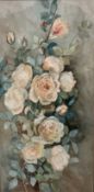 Unknown Artist, Study of White Roses, watercolour, glazed gilded mounted frame, (51cm x 25cm)