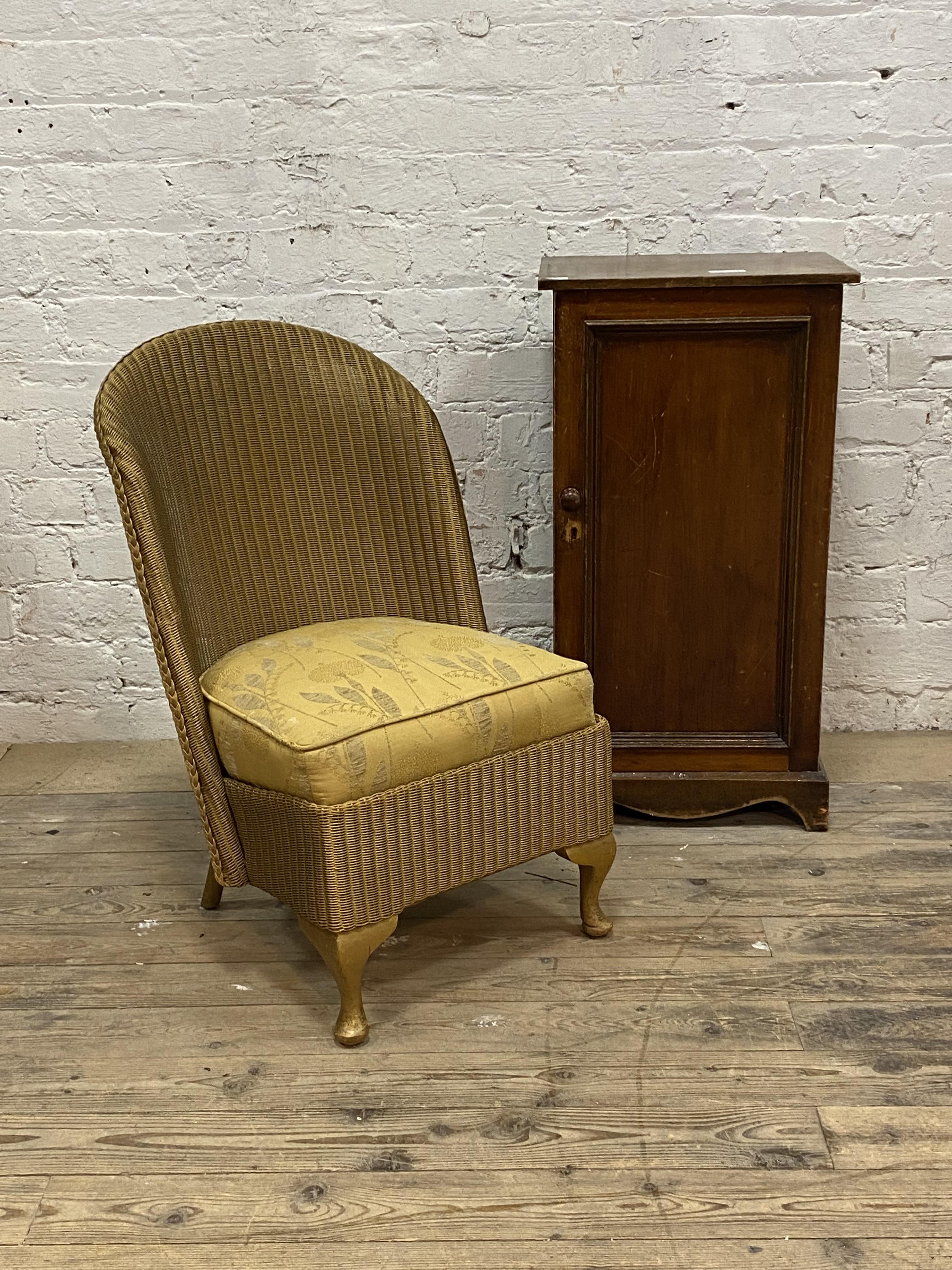 A late Victorian stained mahogany and pine pedestal cabinet with two shelves to interior, H84cm