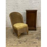 A late Victorian stained mahogany and pine pedestal cabinet with two shelves to interior, H84cm