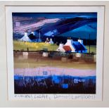 Donnie Campbell, Evening Light, print, signed bottom right, silvered mounted glazed frame, (18cm x