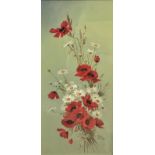 E Schuze, Poppies, Daisys and Wheat Stalks, oil on panel, signed bottom right, dated 1892, gilt