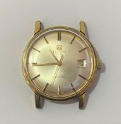 A Gents Tissot seastar yellow metal manual wind wristwatch, the silvered dial with applied baton