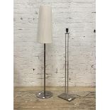 A contemporary brushed aluminium standard lamp, (H125cm) together with a contemporary chrome