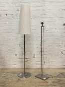 A contemporary brushed aluminium standard lamp, (H125cm) together with a contemporary chrome