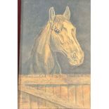 Pualo Eldoret, Horses Head over the Stable Door, print, signed bottom left, dated '44, mahogany