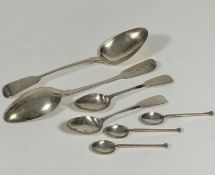 A London silver Fiddle pattern George IV tablespoon engraved with initials and a London silver