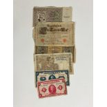 A collection of foreign Bank notes, WW2 and before, two Croatia 1940's, one Serbian, four German and