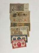 A collection of foreign Bank notes, WW2 and before, two Croatia 1940's, one Serbian, four German and