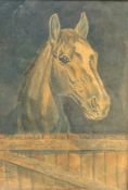 Pualo Eldort, Horses Head over the Stable Door, print, signed bottom left, dated '44, mahogany