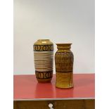 Two 1970's West German ribbed ceramic vases H45cm