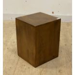 A contemporary walnut cube stool H50cm, W37cm, D35cm