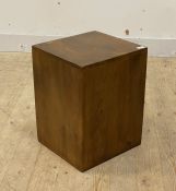 A contemporary walnut cube stool H50cm, W37cm, D35cm