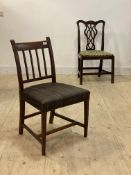 A Scottish George III wych elm chair, with incised crest rail and spar back over horse hair