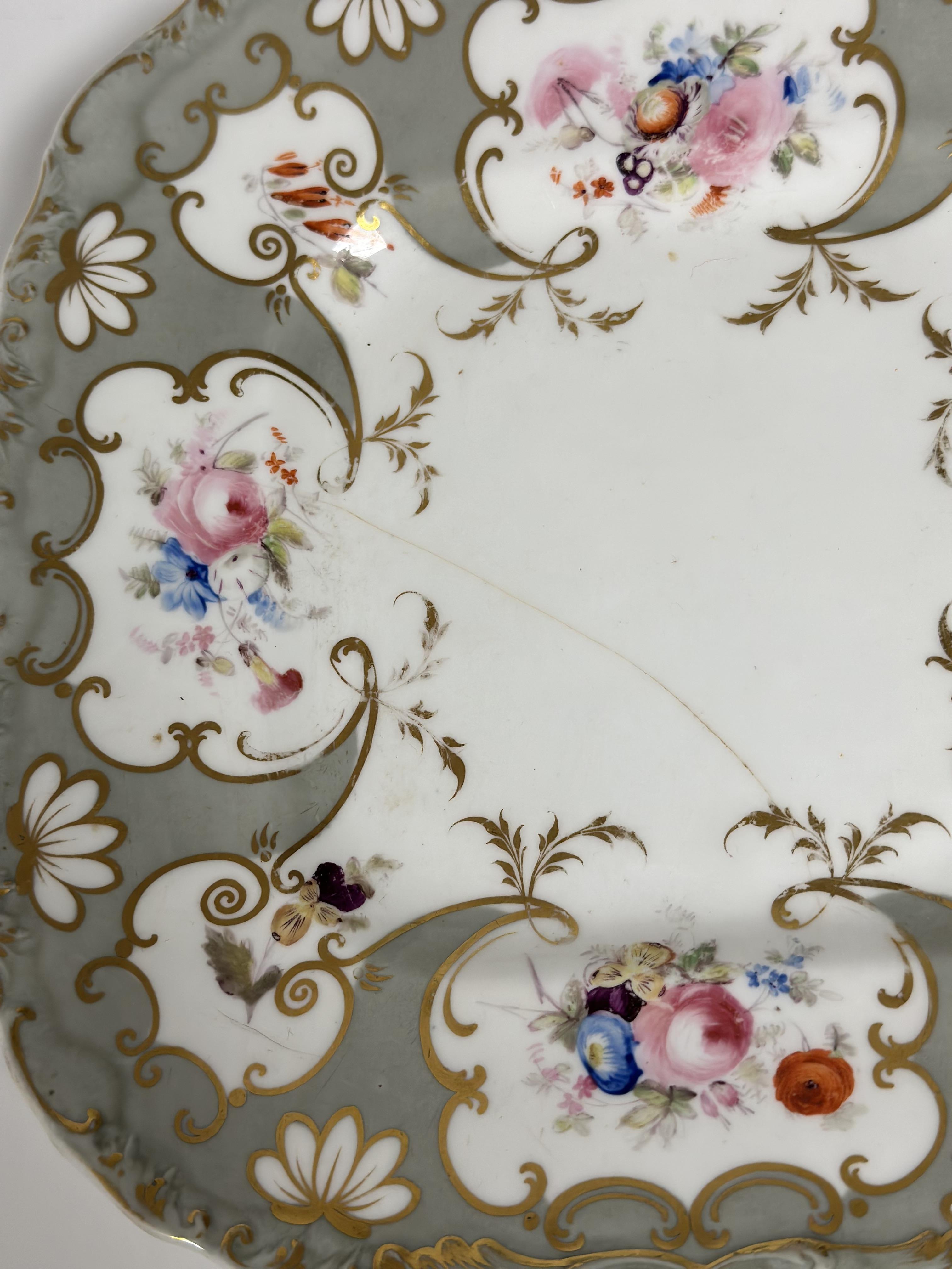 A 19th century Derby part tea service decorated with gold gilding and silver and floral enameling, - Image 4 of 4