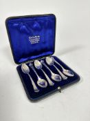 A set of six Victorian Birmingham 1893 silver leaf style handled coffee spoons (53.4g) in original