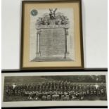 The Grand Lodge of Scotland Indenture, glazed mounted frame, and a framed photograph of DHS Cadet