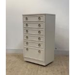 A Vintage white painted chest, fitted with six drawers, raised on castors, H112cm, W61cm, D45cm